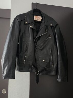 Vintage Excelled Genuine Leather Motorcycle Jacket Men's 42 Tall Biker USA